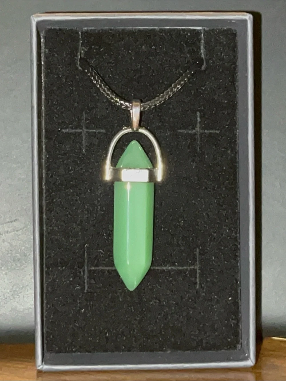 Green Crystal Point Pendant Necklace